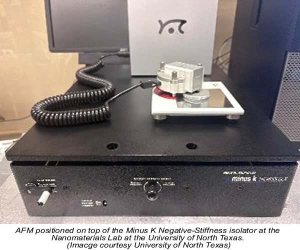 AFM positioned on top of the Minus K Negative-Stiffness isolator at the Nanomaterials Lab at the University of North Texas.